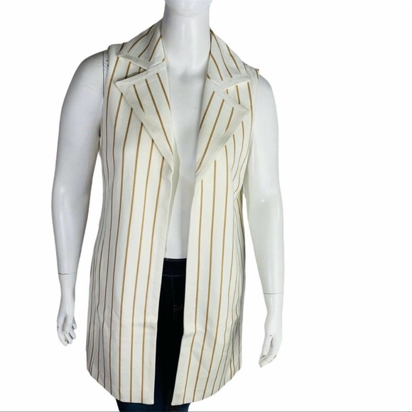 Chico's NWT Elongated Ponte Stripe Open Vest Chicos Size 2P = 12 Petite - Picture 3 of 14